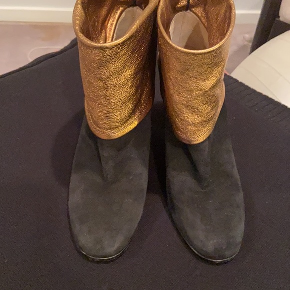 Authentic Chanel black suede fold over booties block heel boots shoes size 40 - Picture 2 of 15